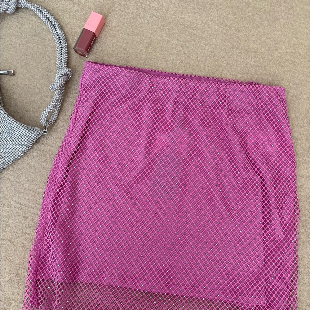 Sincerely Jules Pink Mesh diamond studded Skirt